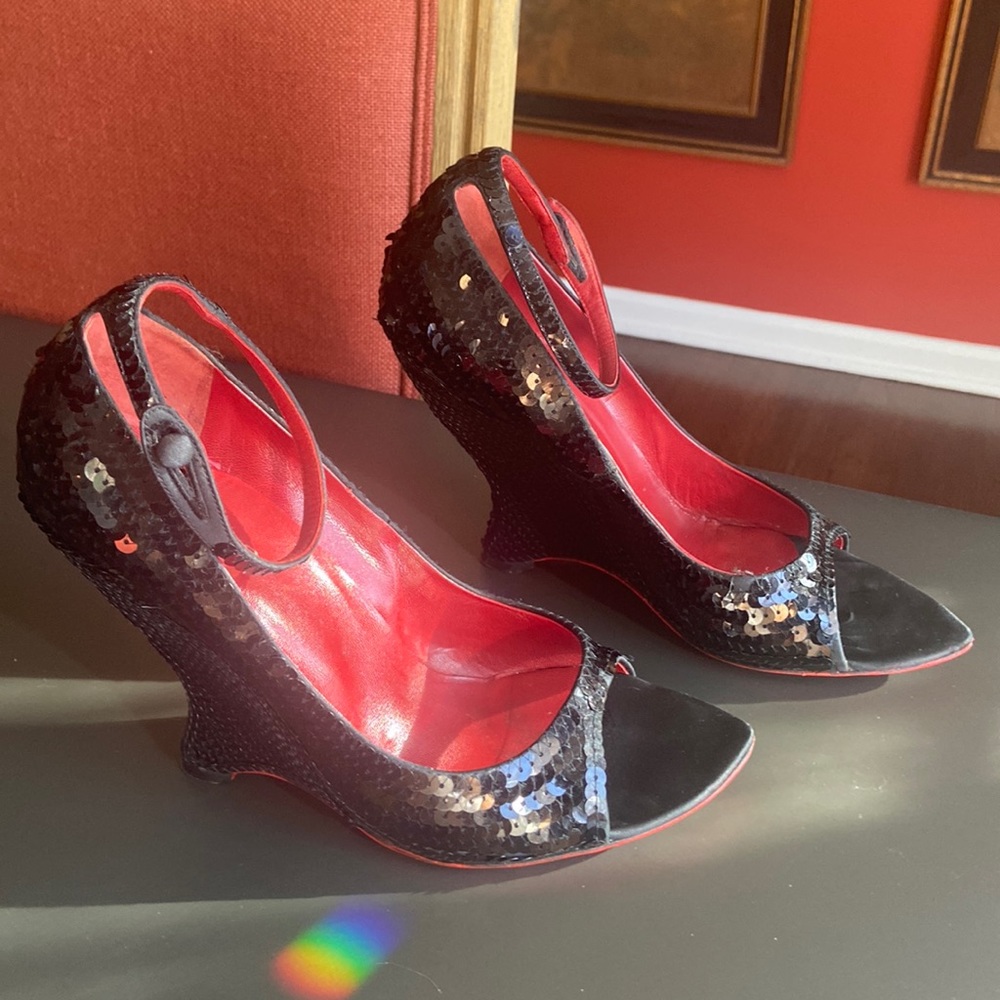 Tom Ford for YSL/ Saint Laurent/ Yves Saint Laurent Sequin Wedge Size 40.5